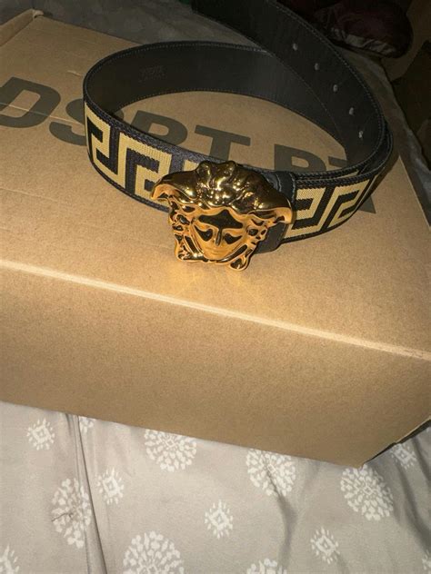 black and gold versace belt